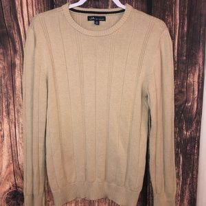 john ashford Men’s beige sweater striped texture, Size Small